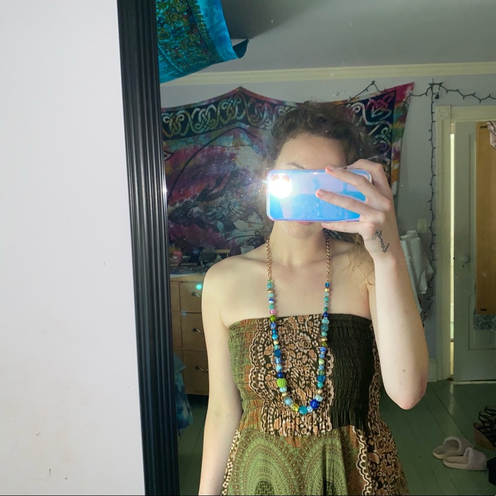 Handcrafted chunky beaded boho necklace